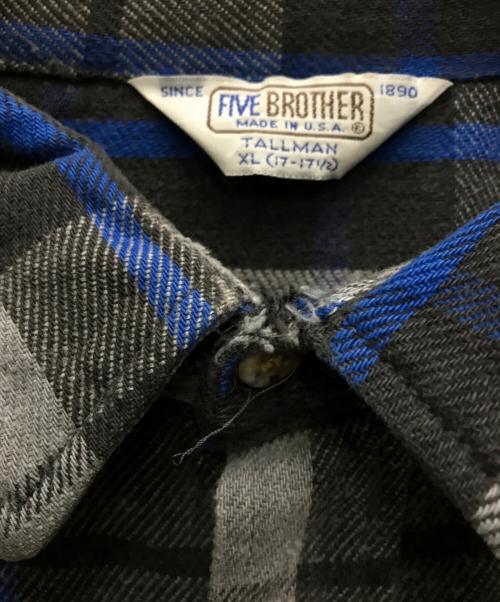 FIVE BROTHER（ファイブブラザー）FIVE BROTHER (ファイブブラザー) 70-80’s チェックネルシャツ グレー×ブルー サイズ:XLの古着・服飾アイテム