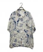 Porter Classicポータークラシック）の古着「BLONDES PREFER PC ALOHA SHIRT」｜ホワイト×ブルー