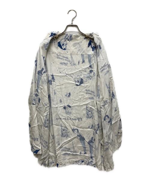 Porter Classic（ポータークラシック）Porter Classic (ポータークラシック) BLONDES PREFER PC ALOHA SHIRT ホワイト×ブルー サイズ:Lの古着・服飾アイテム