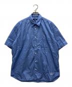 COMME des GARCONS HOMMEコムデギャルソン オム）の古着「綿ブロード ロゴ 半袖シャツ」｜ブルー