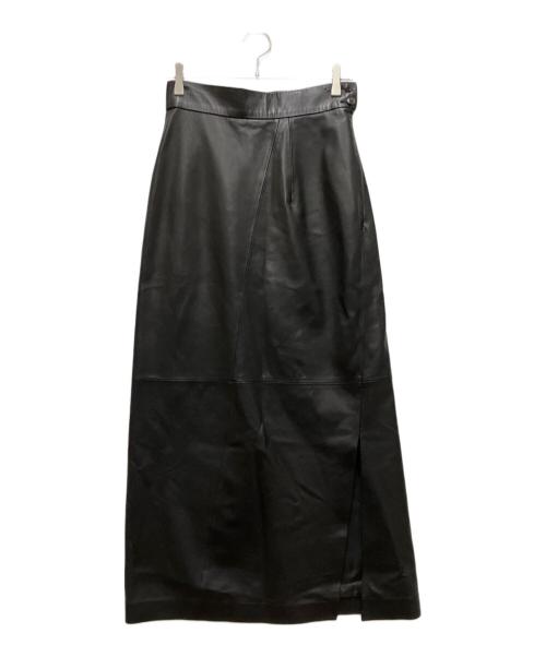 BACCA（バッカ）BACCA (バッカ) ラムレザー サイドスリットロングスカート ブラック サイズ:36の古着・服飾アイテム