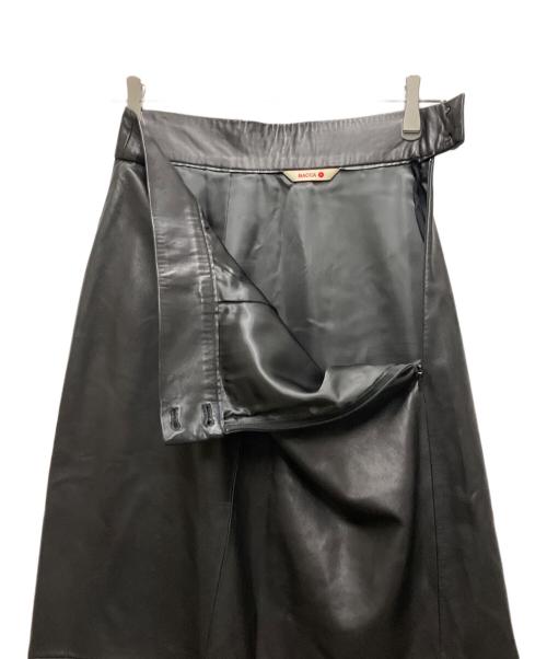 BACCA（バッカ）BACCA (バッカ) ラムレザー サイドスリットロングスカート ブラック サイズ:36の古着・服飾アイテム