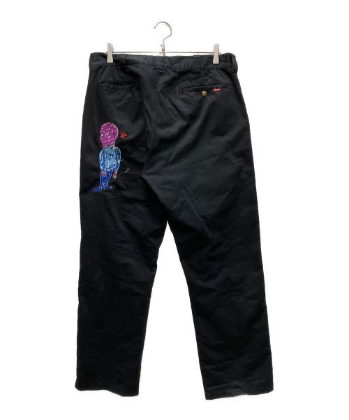 SUPREME（シュプリーム）Supreme (シュプリーム) daniel johnston (ダニエル・ジョンストン) 20SS Embroidered work pants ブラック サイズ:34の古着・服飾アイテム