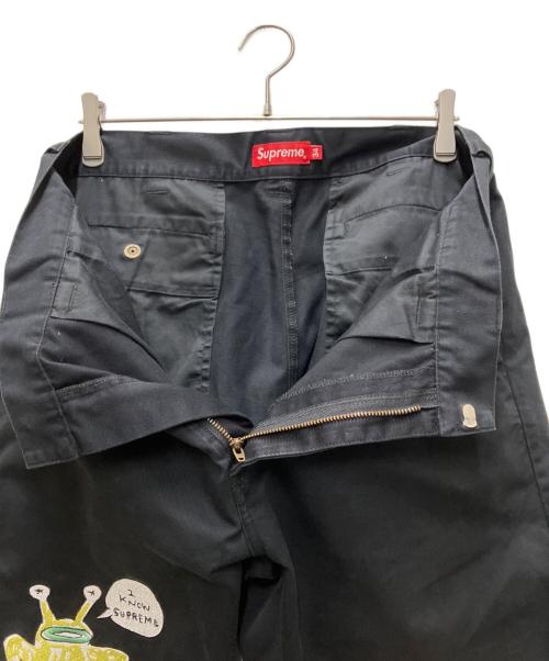 SUPREME（シュプリーム）Supreme (シュプリーム) daniel johnston (ダニエル・ジョンストン) 20SS Embroidered work pants ブラック サイズ:34の古着・服飾アイテム