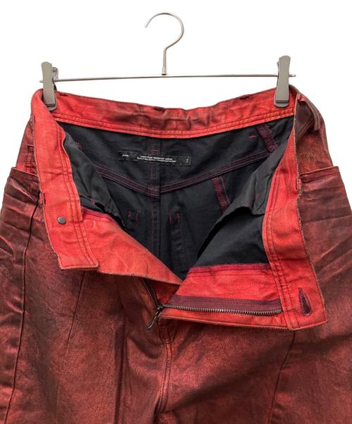 JULIUS（ユリウス）JULIUS (ユリウス) 10oz Coated Denim Curved Wide Pants レッド サイズ:4の古着・服飾アイテム