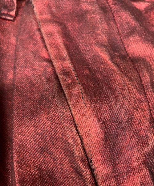 JULIUS（ユリウス）JULIUS (ユリウス) 10oz Coated Denim Curved Wide Pants レッド サイズ:4の古着・服飾アイテム