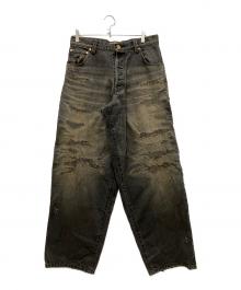 KAMIYA（カミヤ）の古着「SUPER BAGGY REPAIRED JEANS」｜インディゴ