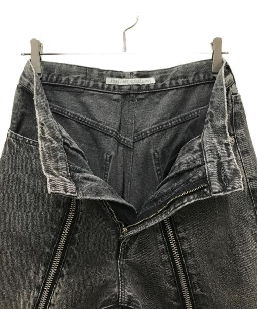 JOHN LAWRENCE SULLIVAN（ジョン ローレンス サリバン）JOHN LAWRENCE SULLIVAN (ジョン ローレンス サリバン) WASHED DENIM ZIPPED PANTS グレー サイズ:48の古着・服飾アイテム