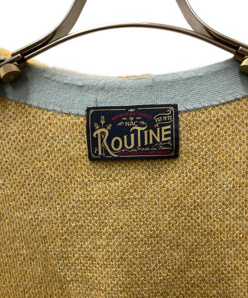ROUTINE（ルーティン）ROUTINE (ルーティン) モヘアブレンドアーガイルカーディガン イエロー×ブルー サイズ:FREEの古着・服飾アイテム