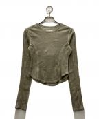 Matin Kimマーティン キム）の古着「SLEEVE BINDING WASHED TOP」｜カーキ