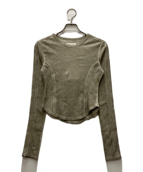 Matin Kim（マーティン キム）Matin Kim (マーティン・キム) SLEEVE BINDING WASHED TOP カーキ サイズ:Sの古着・服飾アイテム