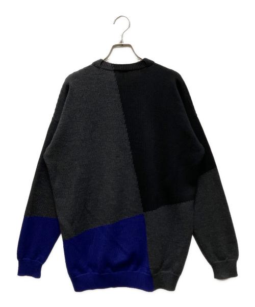 LOEWE（ロエベ）LOEWE (ロエベ) パネル切替  アナグラム刺繍ニット ブラック×ネイビー サイズ:Sの古着・服飾アイテム