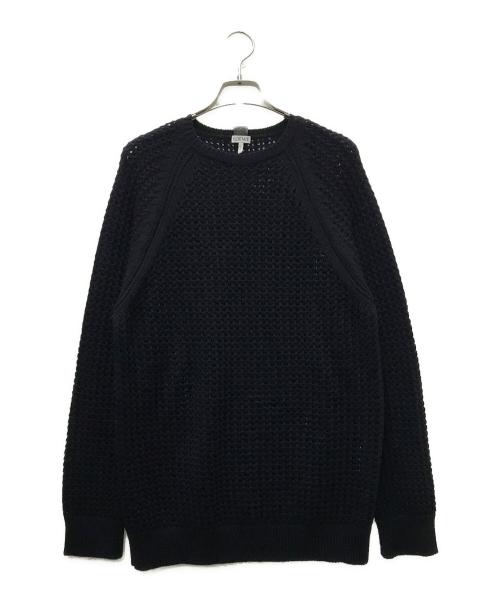 LOEWE（ロエベ）LOEWE (ロエベ) アナグラムパッチワッフルニット ネイビー サイズ:Sの古着・服飾アイテム