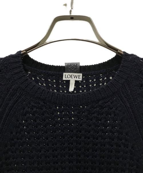 LOEWE（ロエベ）LOEWE (ロエベ) アナグラムパッチワッフルニット ネイビー サイズ:Sの古着・服飾アイテム