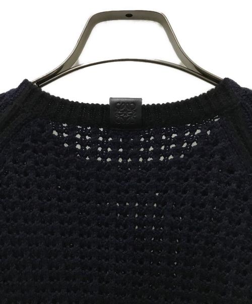 LOEWE（ロエベ）LOEWE (ロエベ) アナグラムパッチワッフルニット ネイビー サイズ:Sの古着・服飾アイテム