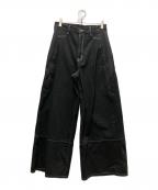 UN3D.アンスリード）の古着「26SS WAVE LINE SIDE RIB DENIM PANTS」｜ブラック
