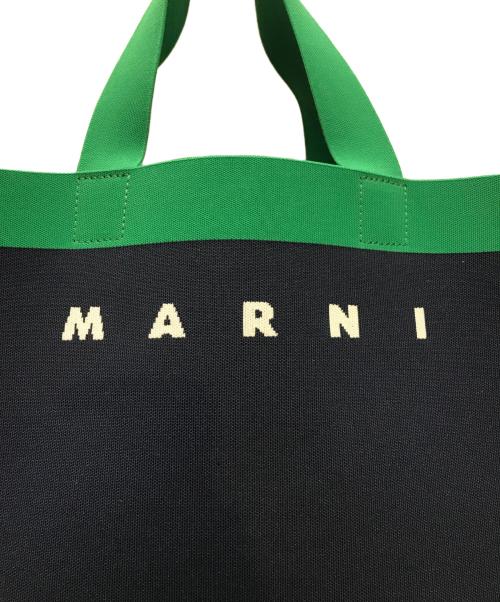 MARNI（マルニ）MARNI (マルニ) ジャガードショッピングトートバッグ ネイビー×グリーンの古着・服飾アイテム