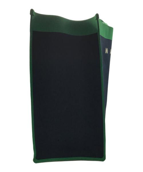 MARNI（マルニ）MARNI (マルニ) ジャガードショッピングトートバッグ ネイビー×グリーンの古着・服飾アイテム
