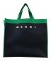 MARNI (マルニ) ジャガードショッピングトートバッグ ネイビー×グリーン：40000円