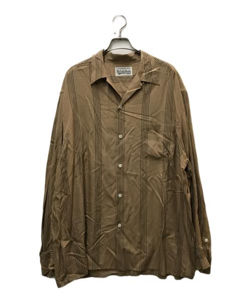 WACKO MARIA（ワコマリア）WACKO MARIA (ワコマリア) ストライプオープンカラーL/Sシャツ ベージュ サイズ:XXLの古着・服飾アイテム
