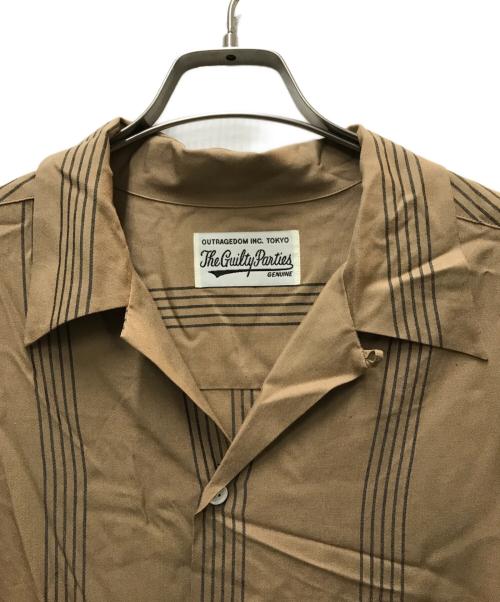 WACKO MARIA（ワコマリア）WACKO MARIA (ワコマリア) ストライプオープンカラーL/Sシャツ ベージュ サイズ:XXLの古着・服飾アイテム