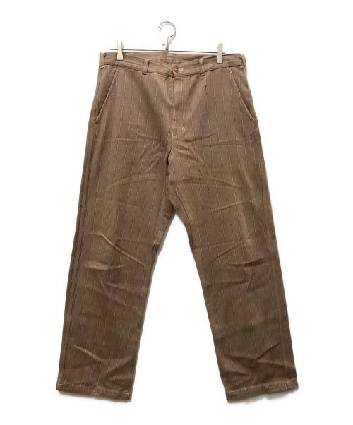 COMME des GARCONS HOMME（コムデギャルソン オム）COMME des GARCONS HOMME (コムデギャルソン オム) ストライプステッチワークワイドパンツ ブラウン サイズ:Mの古着・服飾アイテム