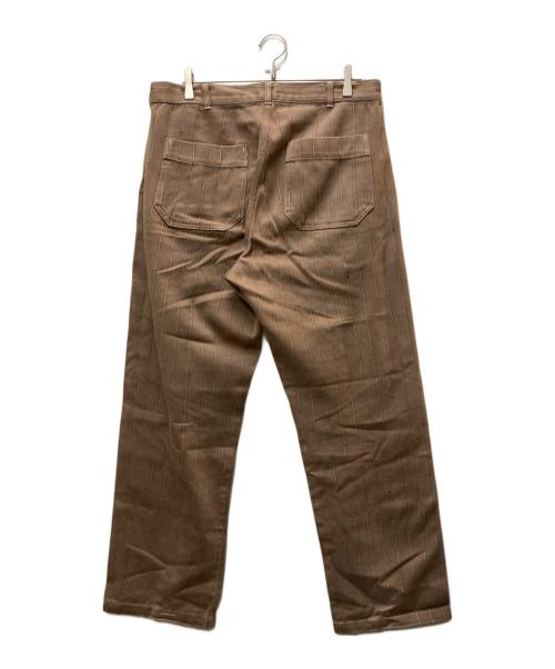 COMME des GARCONS HOMME（コムデギャルソン オム）COMME des GARCONS HOMME (コムデギャルソン オム) ストライプステッチワークワイドパンツ ブラウン サイズ:Mの古着・服飾アイテム