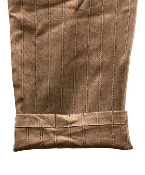 COMME des GARCONS HOMME（コムデギャルソン オム）COMME des GARCONS HOMME (コムデギャルソン オム) ストライプステッチワークワイドパンツ ブラウン サイズ:Mの古着・服飾アイテム