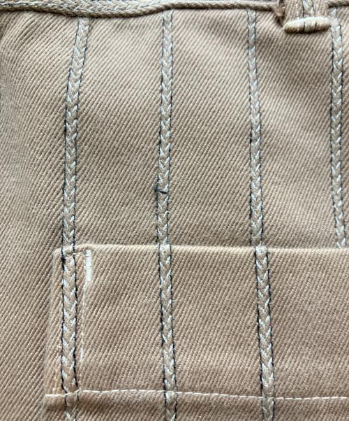 COMME des GARCONS HOMME（コムデギャルソン オム）COMME des GARCONS HOMME (コムデギャルソン オム) ストライプステッチワークワイドパンツ ブラウン サイズ:Mの古着・服飾アイテム