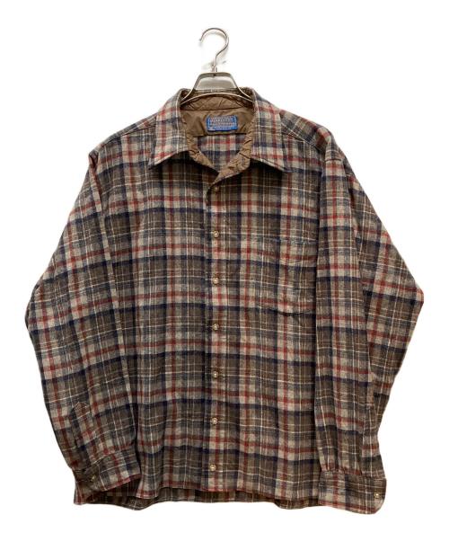 PENDLETON（ペンドルトン）PENDLETON (ペンドルトン) 70's チェックボードシャツ ブラウン×ネイビー サイズ:XLの古着・服飾アイテム