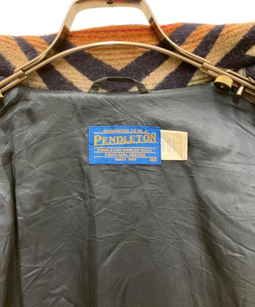 PENDLETON（ペンドルトン）PENDLETON (ペンドルトン) 90s レザー切り替えネイティブ柄ウールジャケット ネイビー サイズ:Mの古着・服飾アイテム