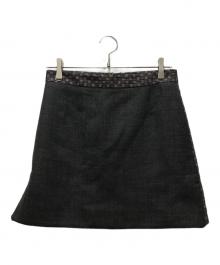LOUIS VUITTON（ルイ ヴィトン）の古着「シルク混 千鳥柄ミニスカート」｜グレー