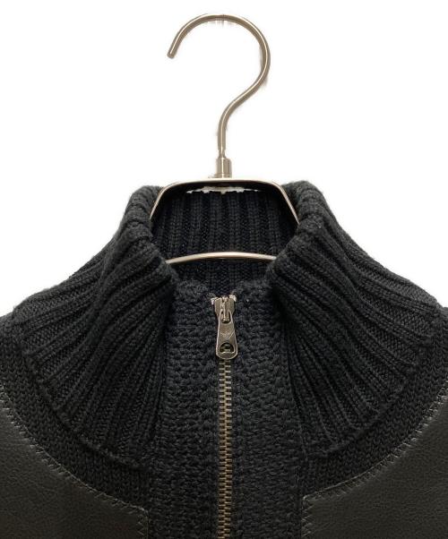 EMPORIO ARMANI（エンポリオ アルマーニ）EMPORIO ARMANI (エンポリオ アルマーニ) 90s～00s レザーニット切替ジャケット ブラック サイズ:Sの古着・服飾アイテム