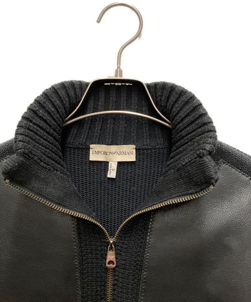 EMPORIO ARMANI（エンポリオ アルマーニ）EMPORIO ARMANI (エンポリオ アルマーニ) 90s～00s レザーニット切替ジャケット ブラック サイズ:Sの古着・服飾アイテム
