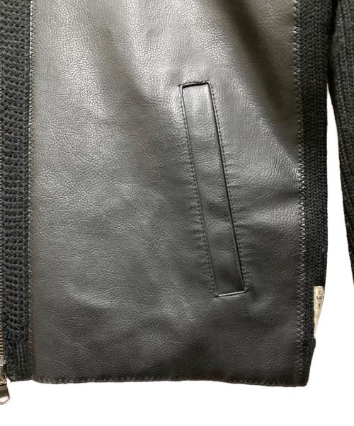 EMPORIO ARMANI（エンポリオ アルマーニ）EMPORIO ARMANI (エンポリオ アルマーニ) 90s～00s レザーニット切替ジャケット ブラック サイズ:Sの古着・服飾アイテム