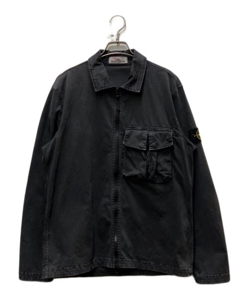STONE ISLAND（ストーンアイランド）STONE ISLAND (ストーンアイランド) OLD Treatment Organic Cotton Overshirt ブラック サイズ:Mの古着・服飾アイテム