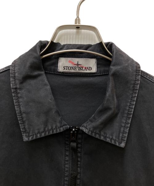 STONE ISLAND（ストーンアイランド）STONE ISLAND (ストーンアイランド) OLD Treatment Organic Cotton Overshirt ブラック サイズ:Mの古着・服飾アイテム