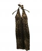 DOLCE & GABBANAドルチェ＆ガッバーナ）の古着「レオパード柄キャミワンピース」｜ブラウン