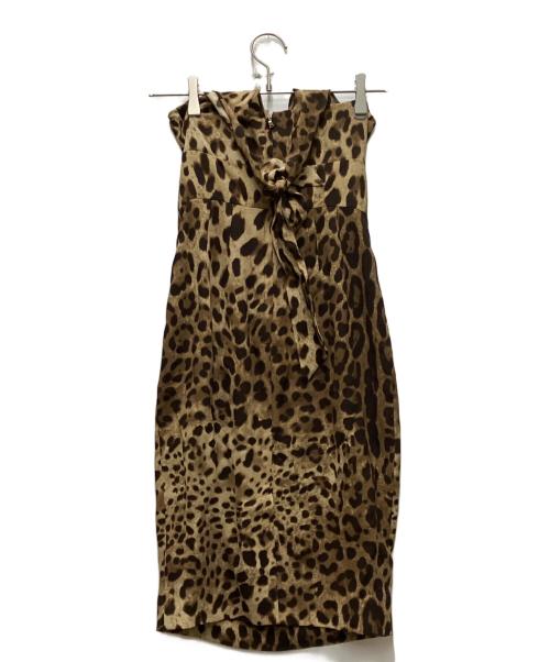 DOLCE & GABBANA（ドルチェ＆ガッバーナ）DOLCE & GABBANA (ドルチェ＆ガッバーナ) レオパード柄キャミワンピース ブラウン サイズ:36の古着・服飾アイテム