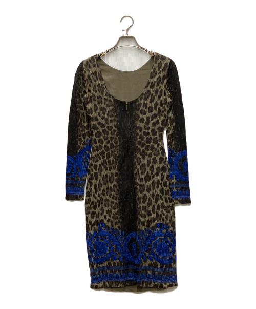 VERSACE（ヴェルサーチ）VERSACE (ヴェルサーチ) ヒョウ柄ワンピース グレー サイズ:38の古着・服飾アイテム