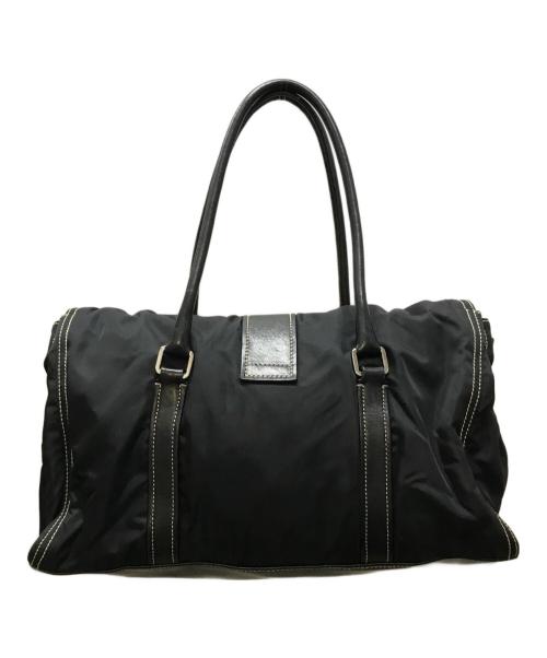PRADA（プラダ）PRADA (プラダ) ナイロンレザーコンビハンドバッグ ブラックの古着・服飾アイテム