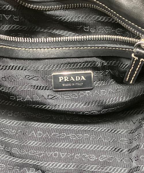 PRADA（プラダ）PRADA (プラダ) ナイロンレザーコンビハンドバッグ ブラックの古着・服飾アイテム