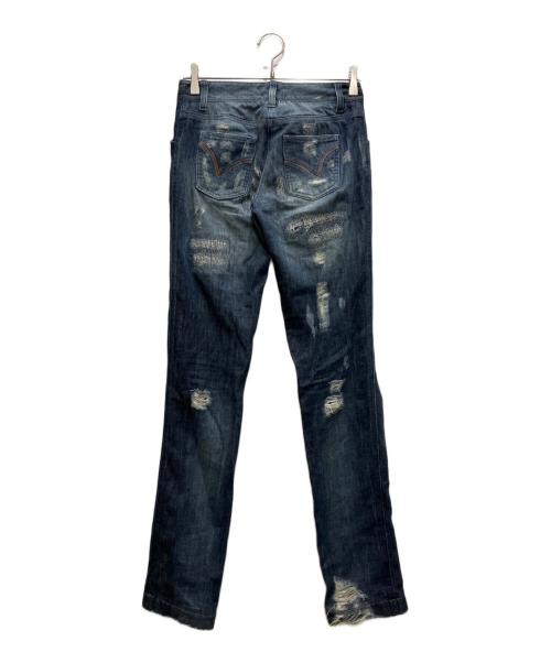 DOLCE & GABBANA（ドルチェ＆ガッバーナ）DOLCE & GABBANA (ドルチェ＆ガッバーナ) ダメージデニムパンツ インディゴ サイズ:36の古着・服飾アイテム