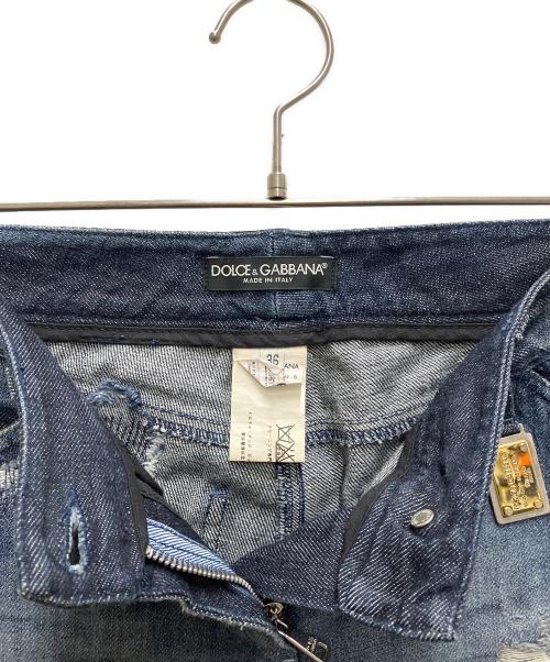 DOLCE & GABBANA（ドルチェ＆ガッバーナ）DOLCE & GABBANA (ドルチェ＆ガッバーナ) ダメージデニムパンツ インディゴ サイズ:36の古着・服飾アイテム