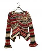 PERVERZEパーバーズ）の古着「Face Hand Knit Cardigan」｜マルチカラー