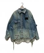 jiedaジエダ）の古着「23AW 2TONE DAMAGE OVER DENIM SHIRT」｜ブルー
