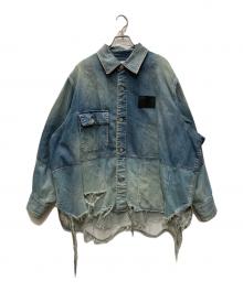 jieda（ジエダ）の古着「23AW 2TONE DAMAGE OVER DENIM SHIRT」｜ブルー
