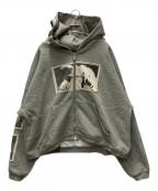 BASTARDバスタード）の古着「PUNK PRINT APPLIQUE HOODIE」｜グレー