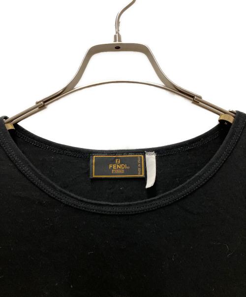 FENDI（フェンディ）FENDI (フェンディ) ロゴ刺繍 L/Sカットソー ブラック サイズ:不明の古着・服飾アイテム