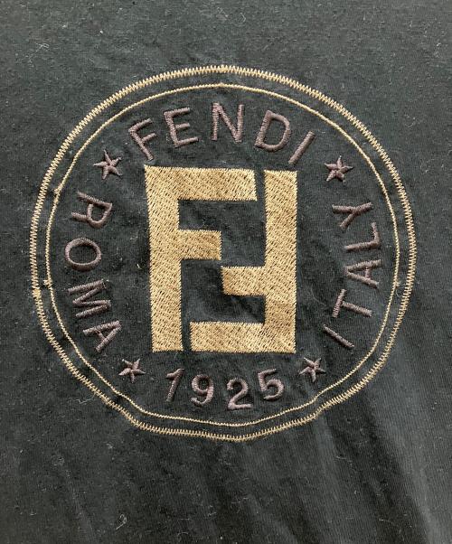 FENDI（フェンディ）FENDI (フェンディ) ロゴ刺繍 L/Sカットソー ブラック サイズ:不明の古着・服飾アイテム